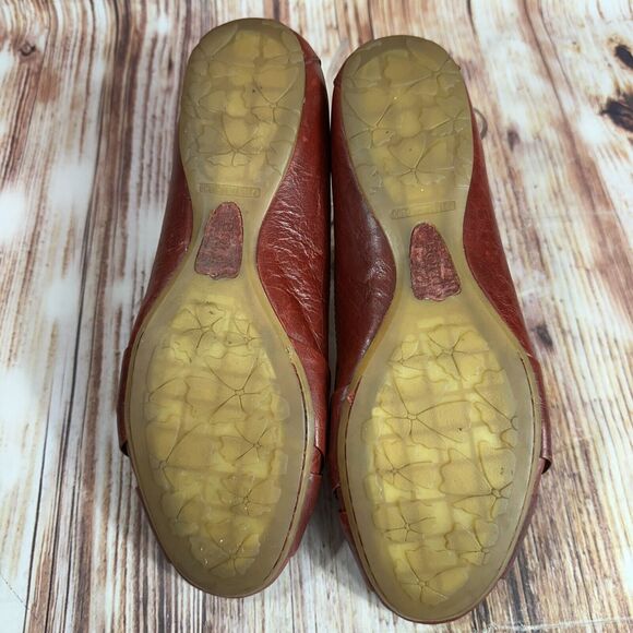 Born LILLY Womens Size 8 Red Leather Ballet Flats Shoes Slip On Loafers - Picture 8 of 13